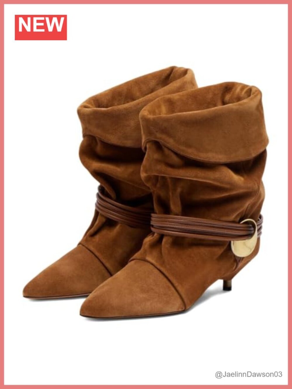 Slouchy Kitten Heel Ankle Boots Wide Calf Fold Over Pointed Toe Pull-On Faux